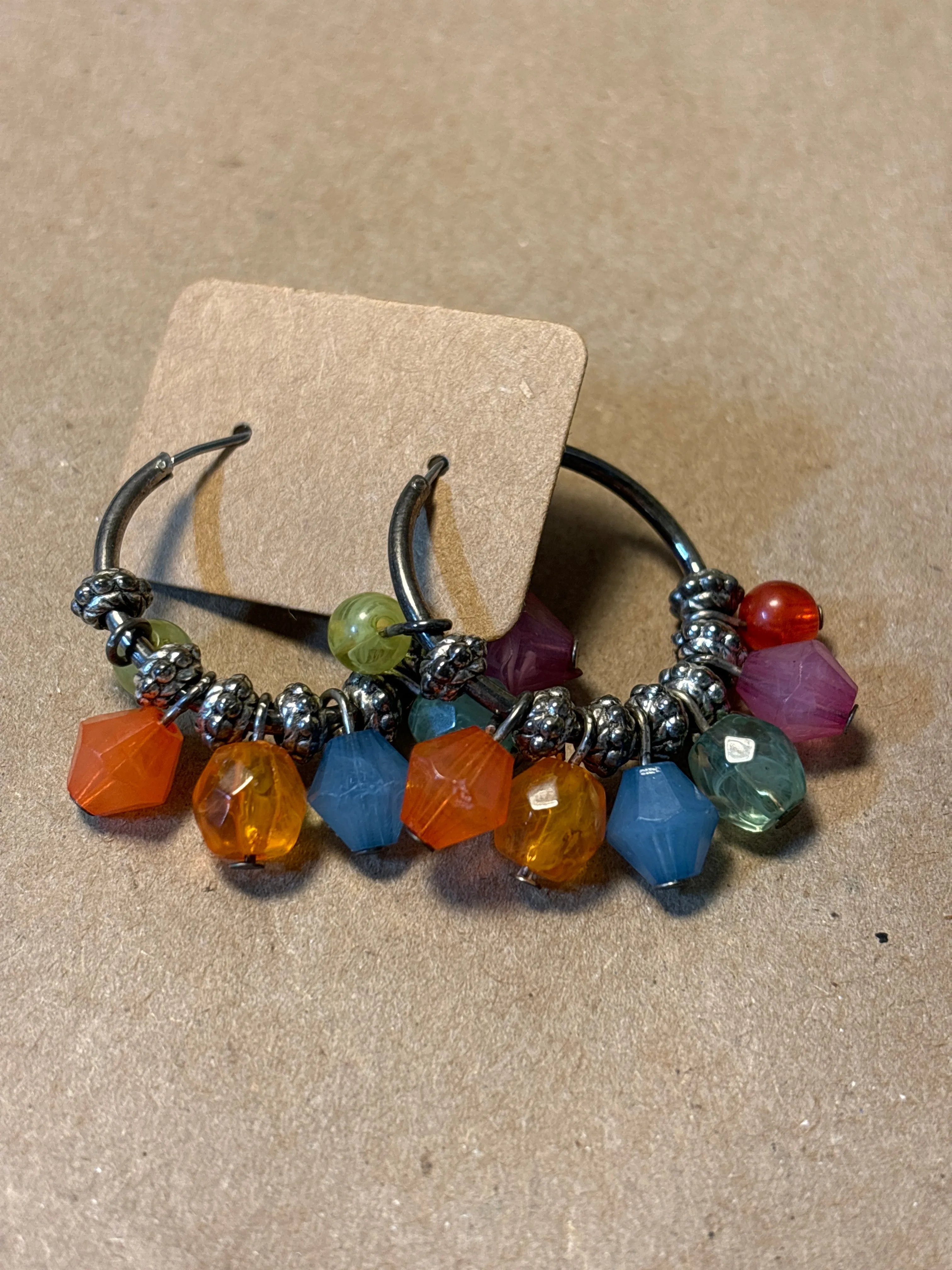 Hoop Earrings with Colorful Beads