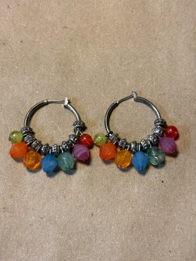 Hoop Earrings with Colorful Beads