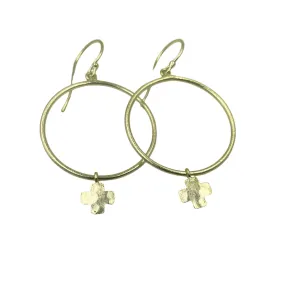 Hoop No. 28 Gold Cross Drop Earring