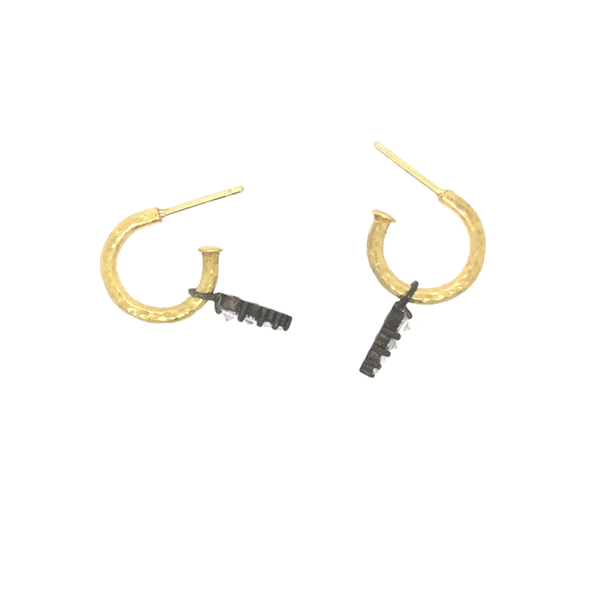 Sure! Heres an optimized version of the product title: Elegant Gold Hoops with Tapered Diamond Dangle by Tap, Todd Pownell