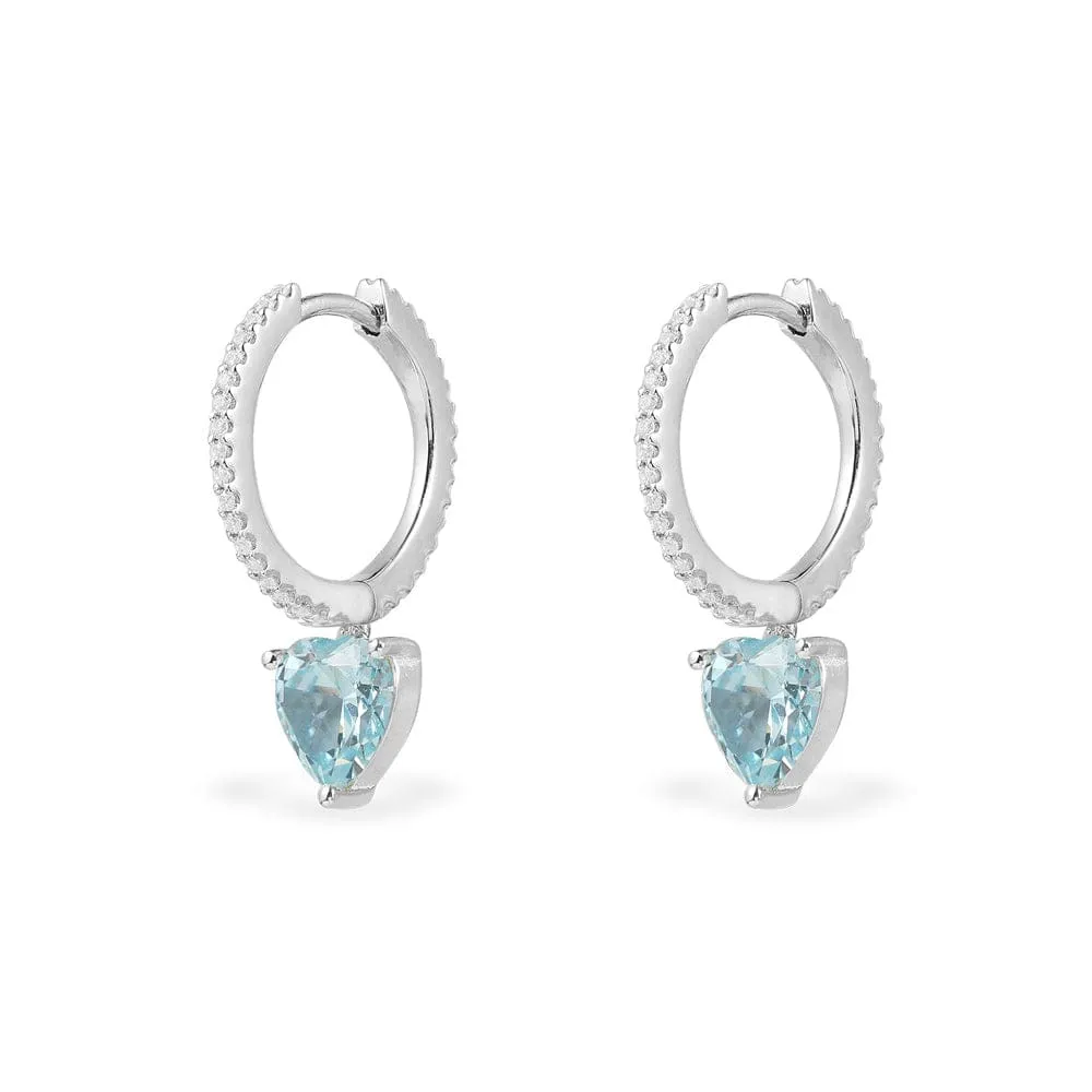 Huggie Earrings with Blue heart