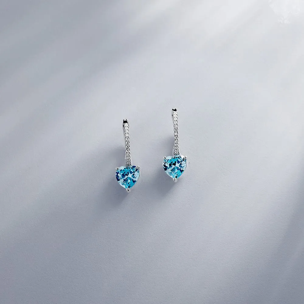 Huggie Earrings with Blue heart