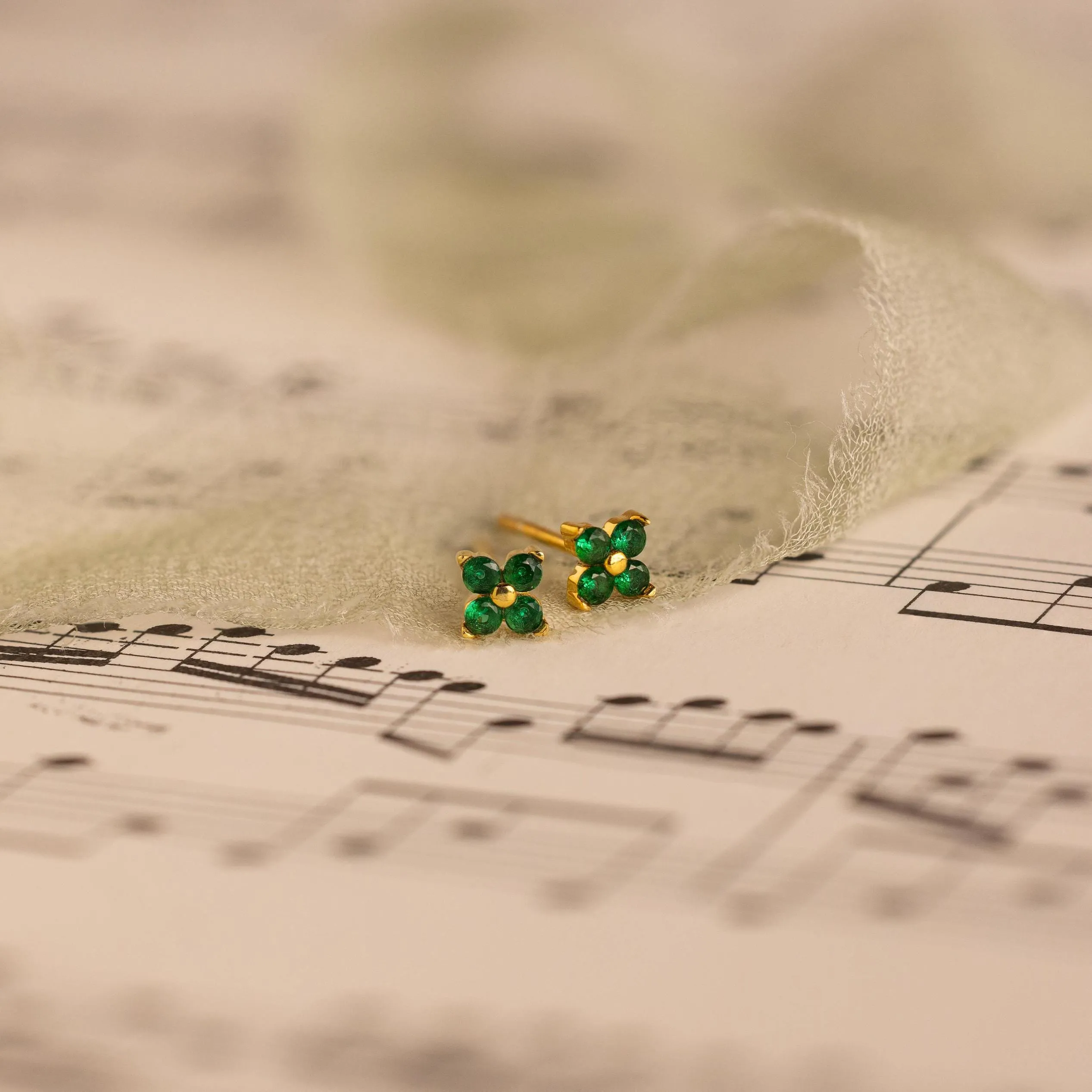 Ivy Flower Birthstone Studs