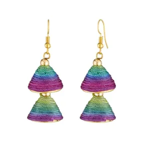 Jeweljunk Multicolor Thread Gold Plated Earrings