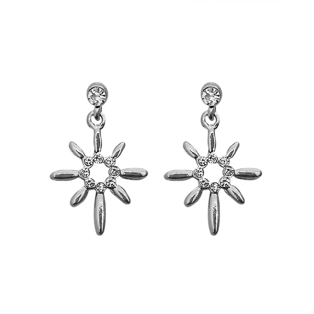 JewelMaze Austrian Stone Silver Plated Stud Earrings ( assorted design )