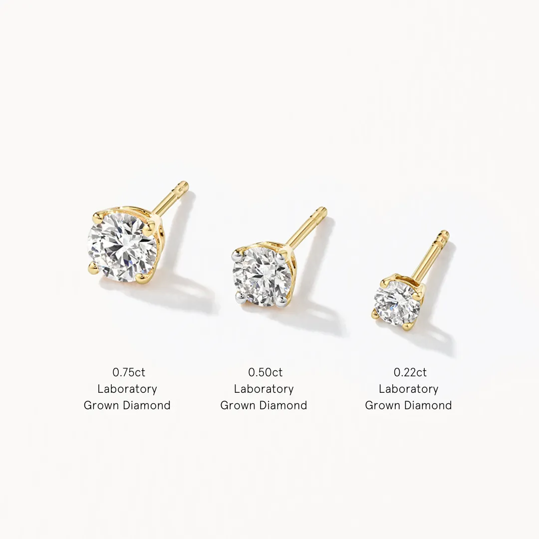 Laboratory-Grown Diamond Round Stud Earrings in 10k Gold