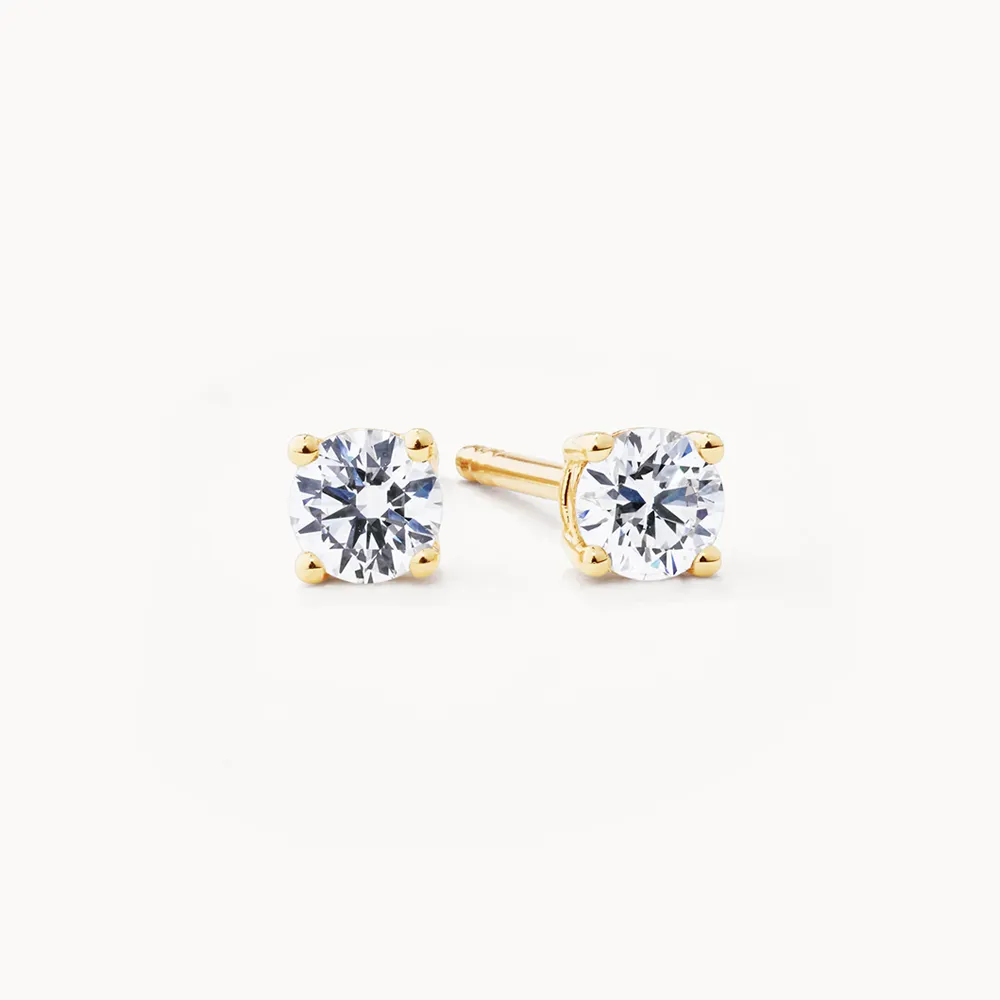 Laboratory-Grown Diamond Round Stud Earrings in 10k Gold