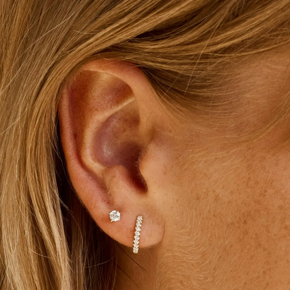 Laboratory-Grown Diamond Round Stud Earrings in 10k Gold