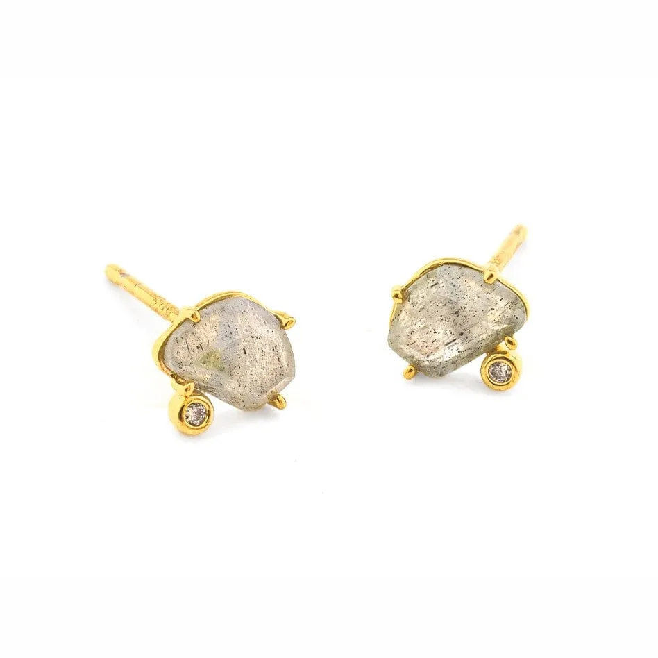 Labradorite and CZ Post Earring