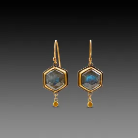 Labradorite Hexagon Earrings