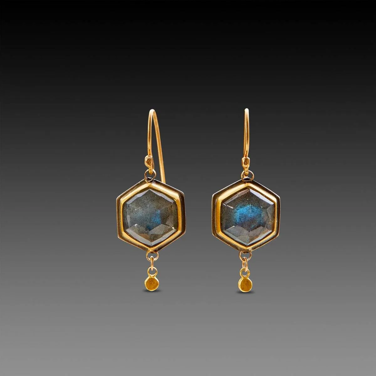 Labradorite Hexagon Earrings