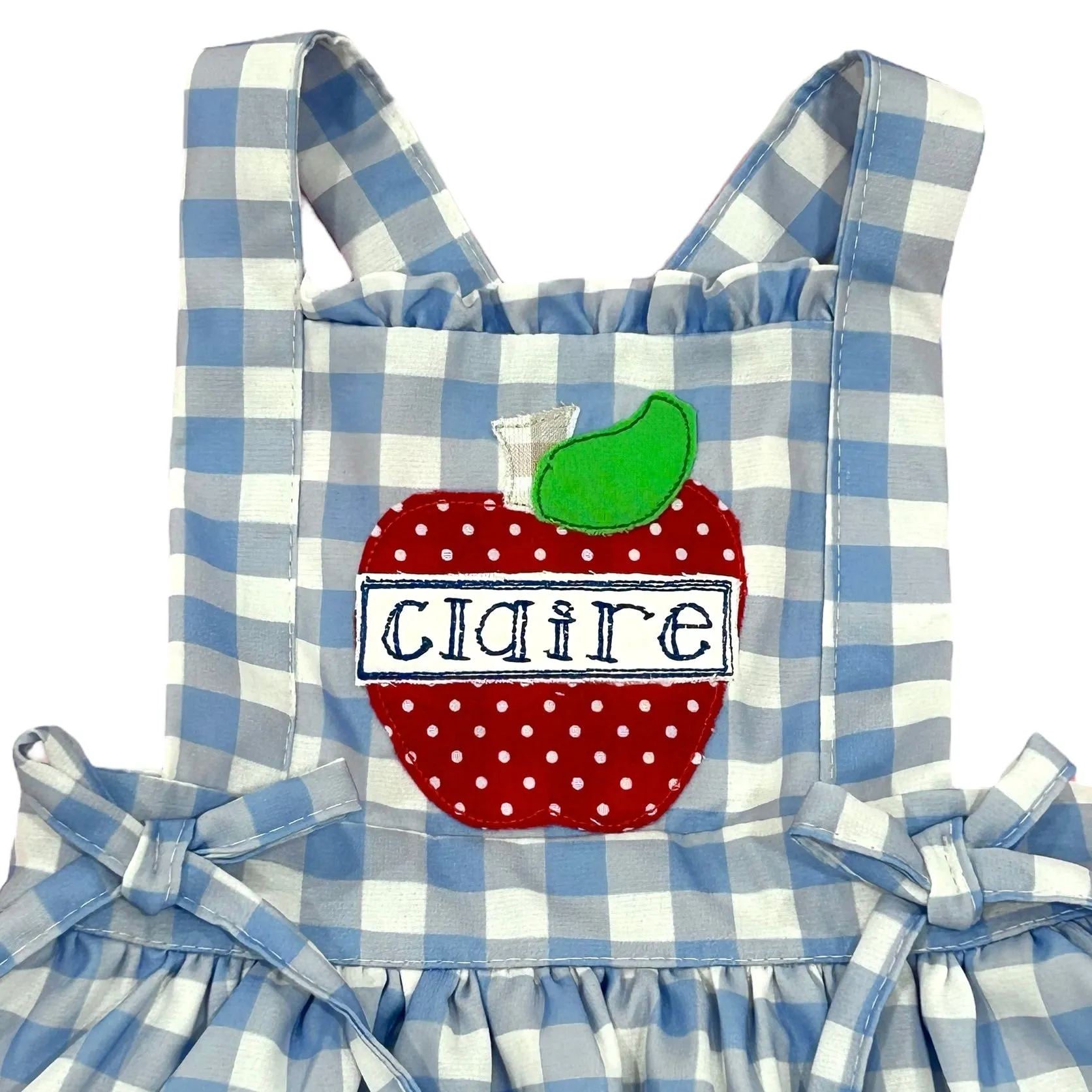 Lace Pinafore - Back to School Blue Gingham