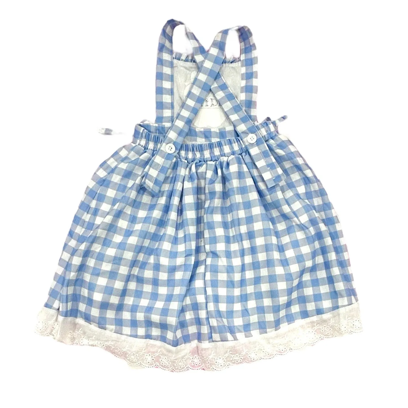 Lace Pinafore - Back to School Blue Gingham