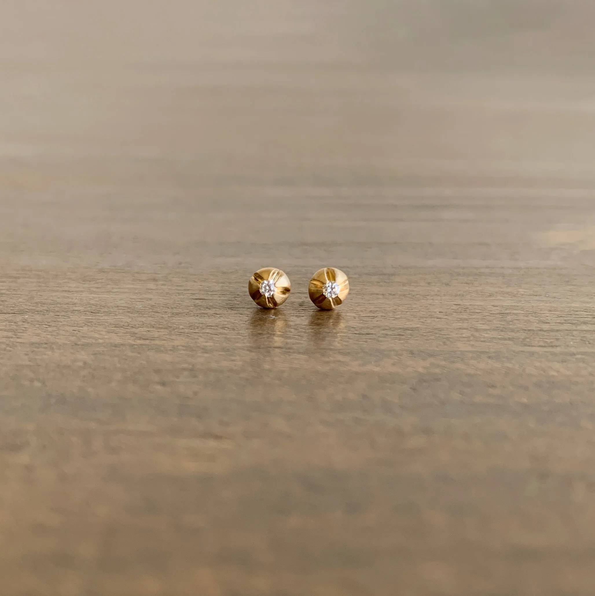 Large Blossom Stud Earrings with White Diamonds