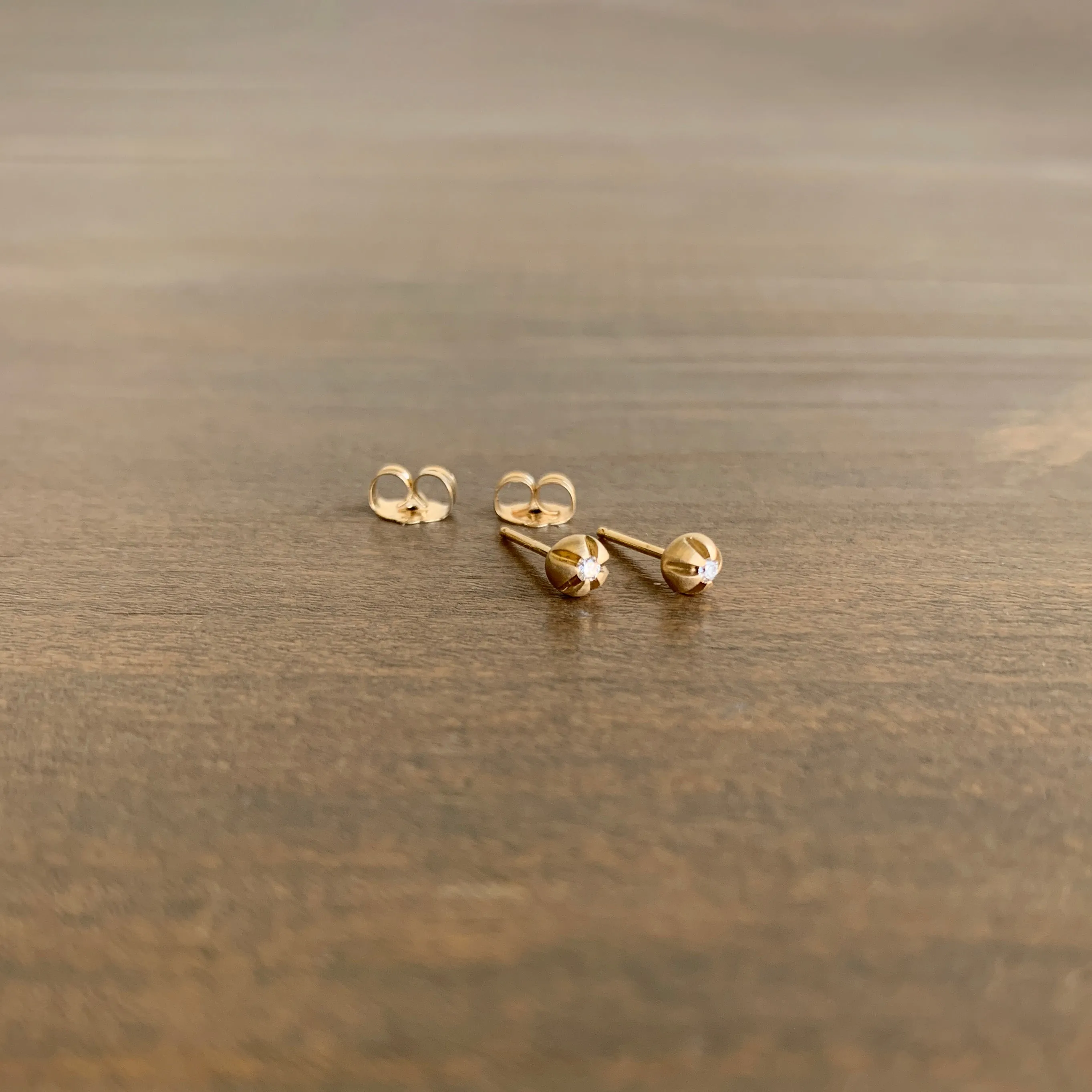 Large Blossom Stud Earrings with White Diamonds