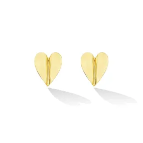 Large Yellow Gold Wings of Love Folded Stud Earrings