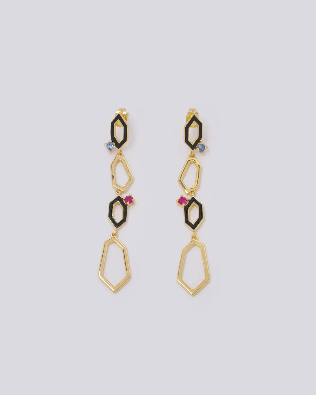 Long Enamel Geometric Earrings