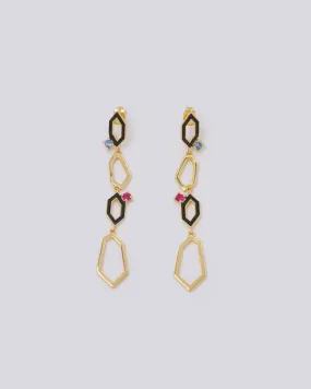 Long Enamel Geometric Earrings