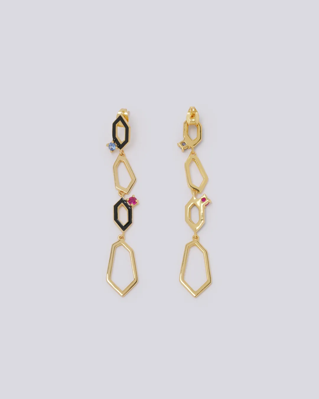 Long Enamel Geometric Earrings