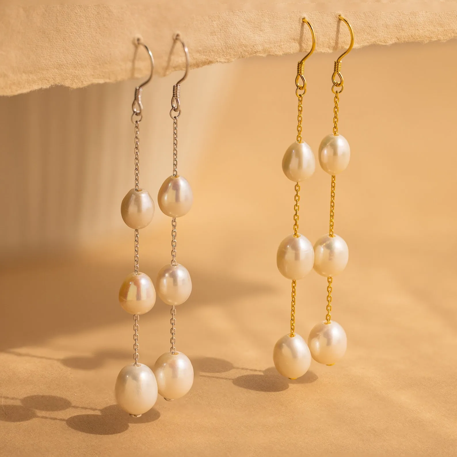 Long Pearl Dangle Earrings