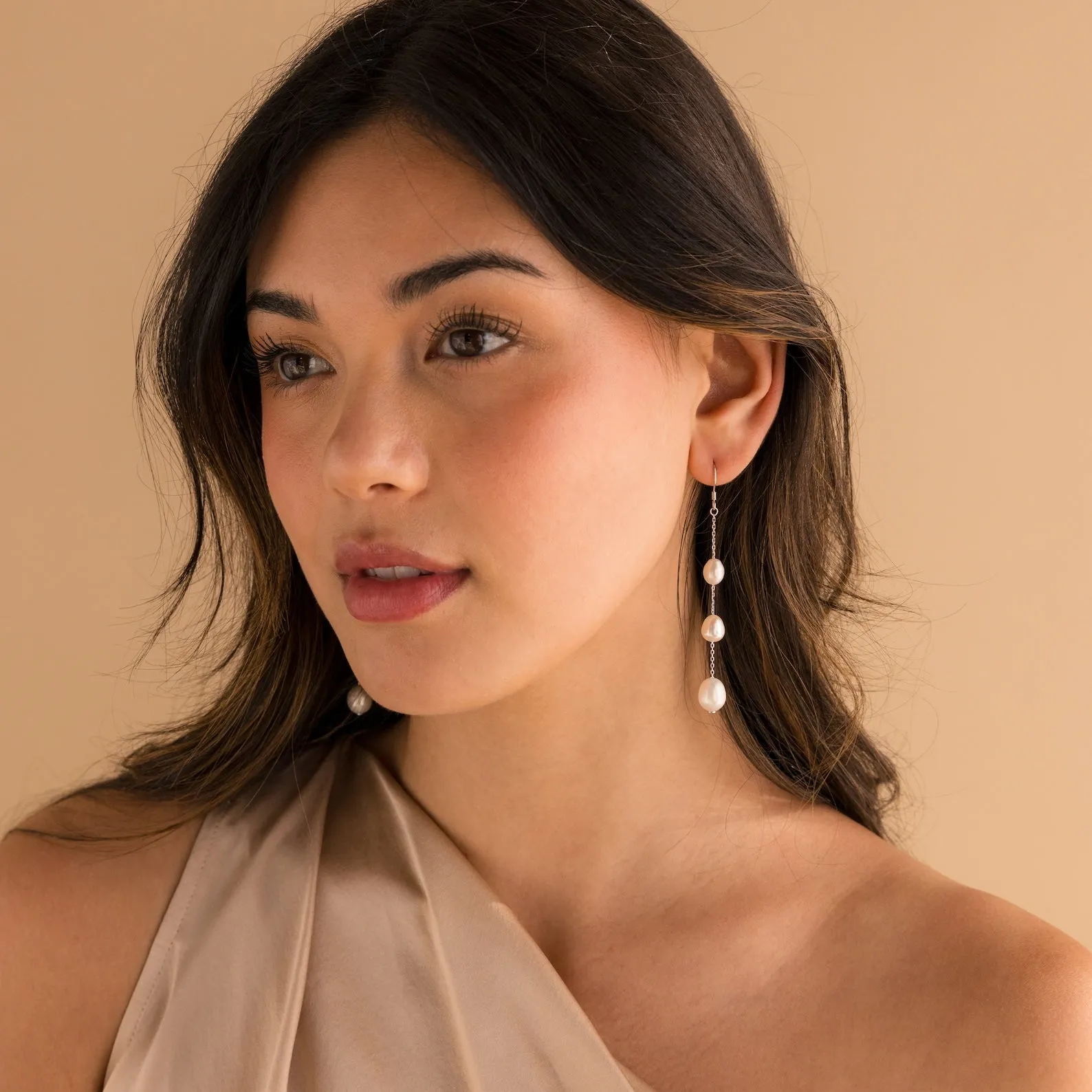 Long Pearl Dangle Earrings