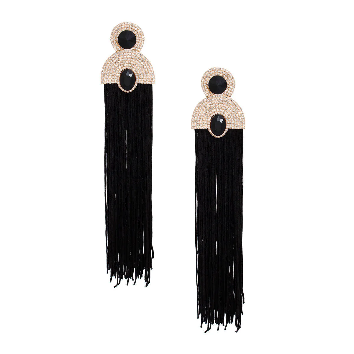 Long Tassel Earrings - Black