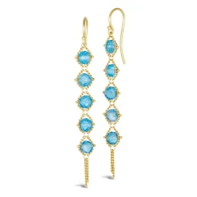 Long Textile Earrings in London Blue Topaz