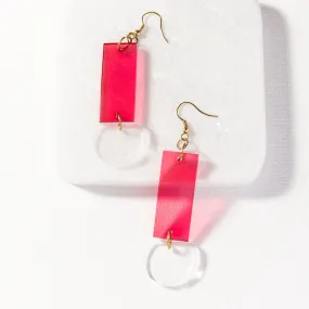 Lucite Rectangle Drop in Hot Pink