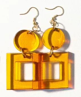 Lucite Square Drop Earrings in Amber