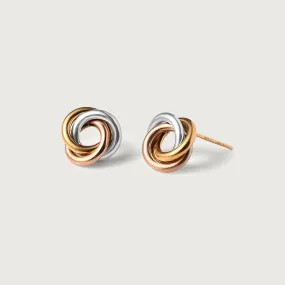 Lucky Rings Triple 9K Gold Knot Earrings