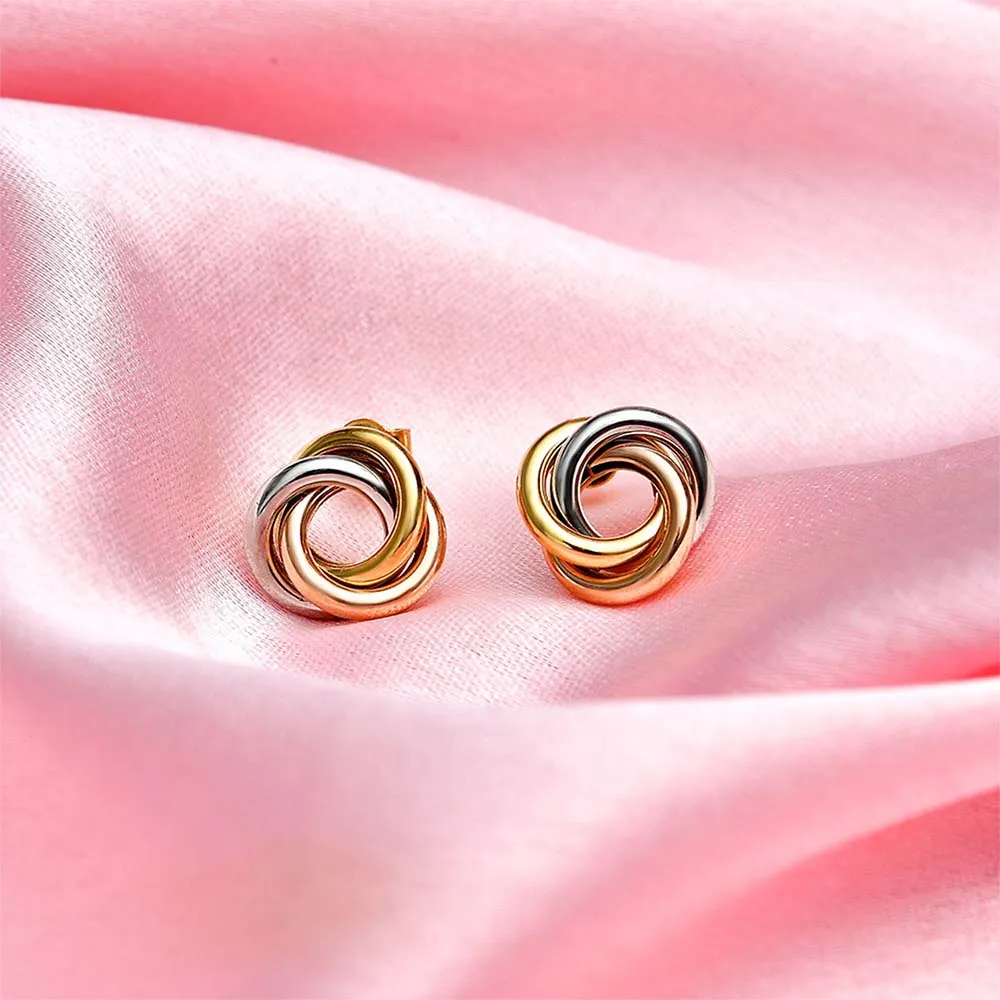 Lucky Rings Triple 9K Gold Knot Earrings