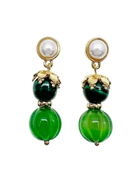 Malachite With Green Jade Dangle Earrings JE040