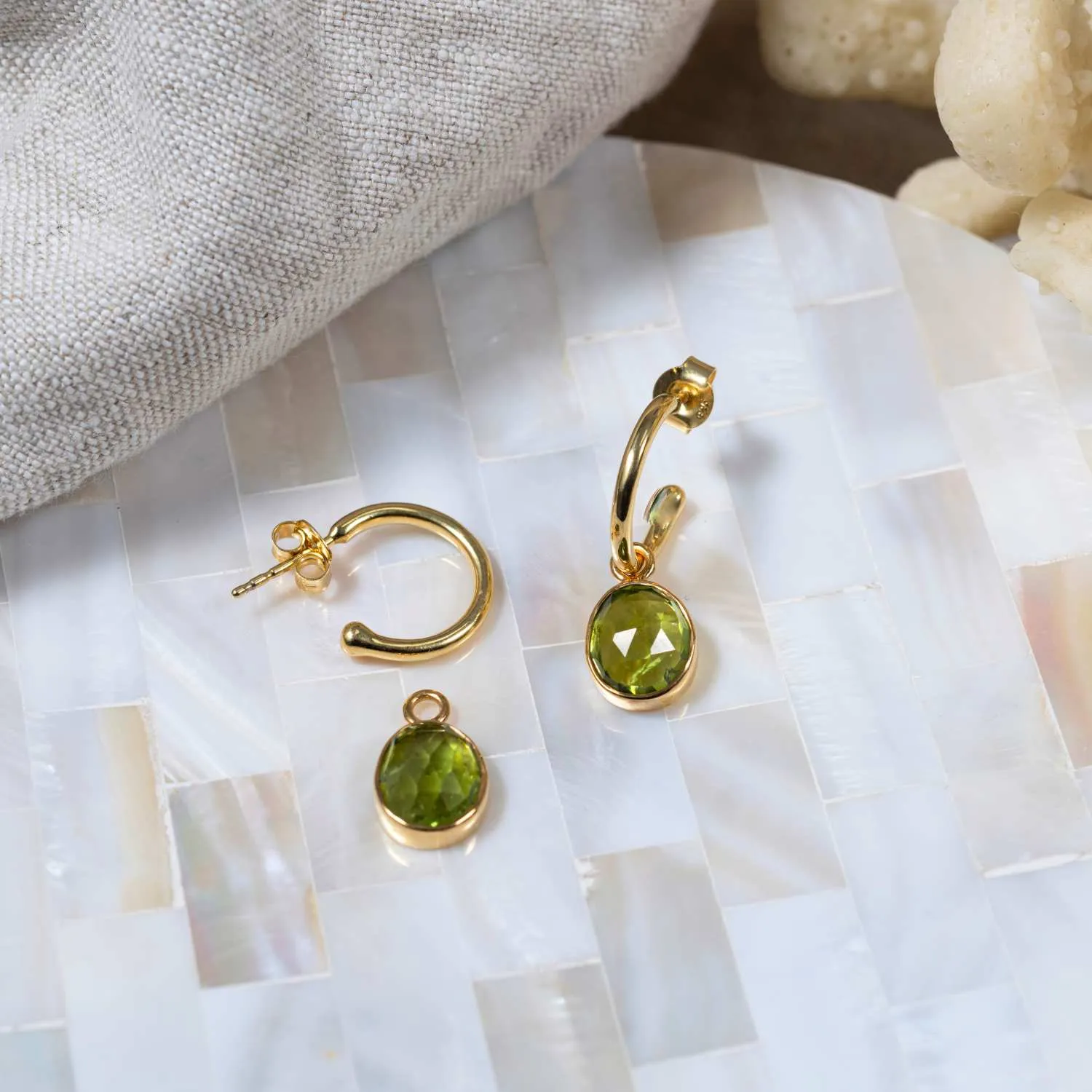 Manhattan Gold & Peridot Interchangeable Gemstone Drop Earrings