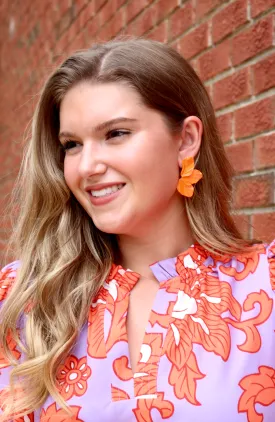 Metal Petal Earring | Bright Orange