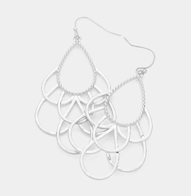 Metal Wire Teardrop Abstract Dangle Earrings (2 Colors)