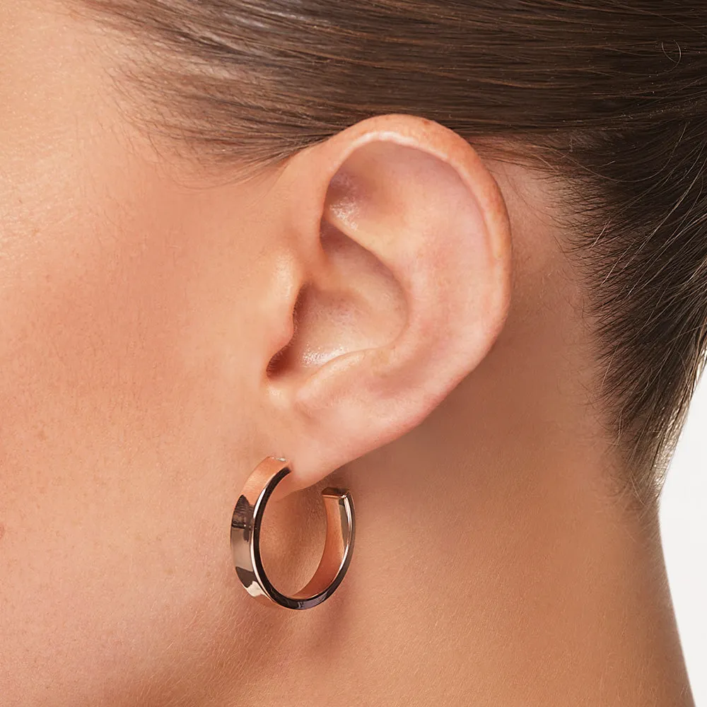 Midi Flat Hoop Earrings in Rose Gold