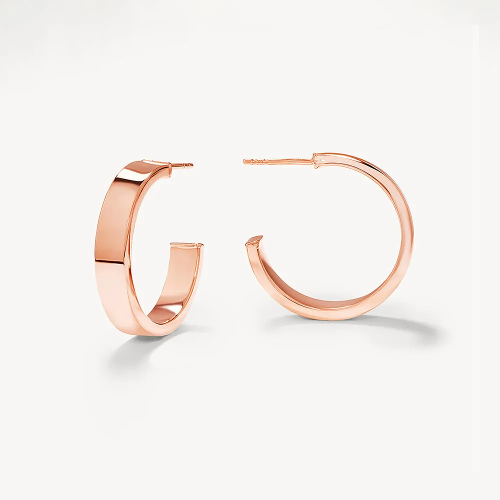 Midi Flat Hoop Earrings in Rose Gold