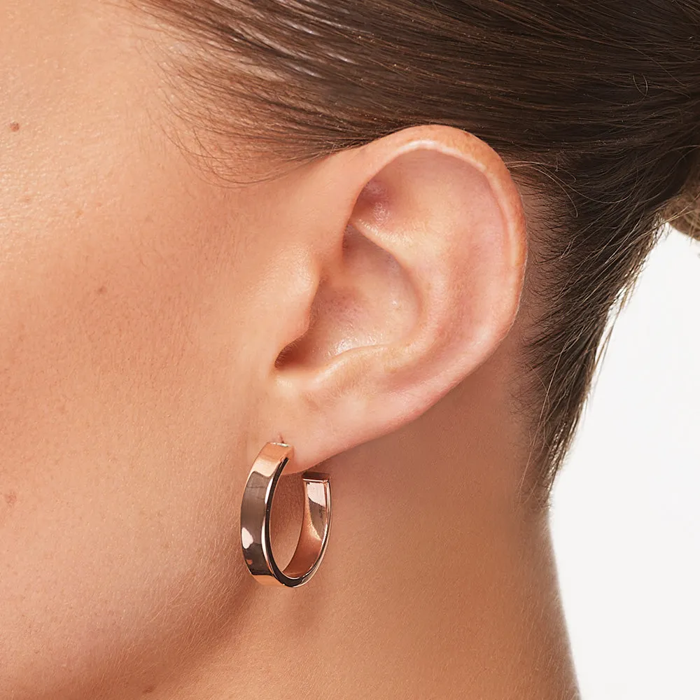 Midi Flat Hoop Earrings in Rose Gold