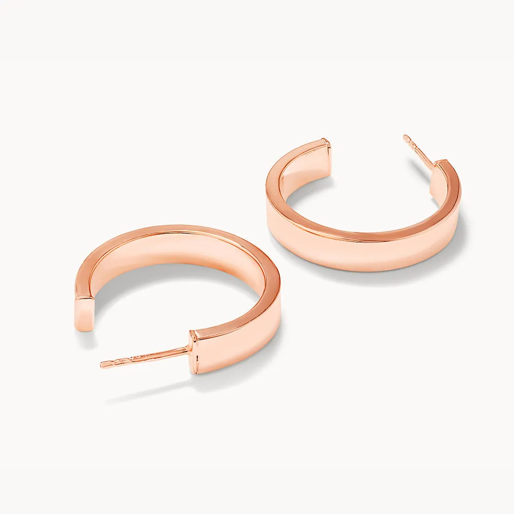 Midi Flat Hoop Earrings in Rose Gold