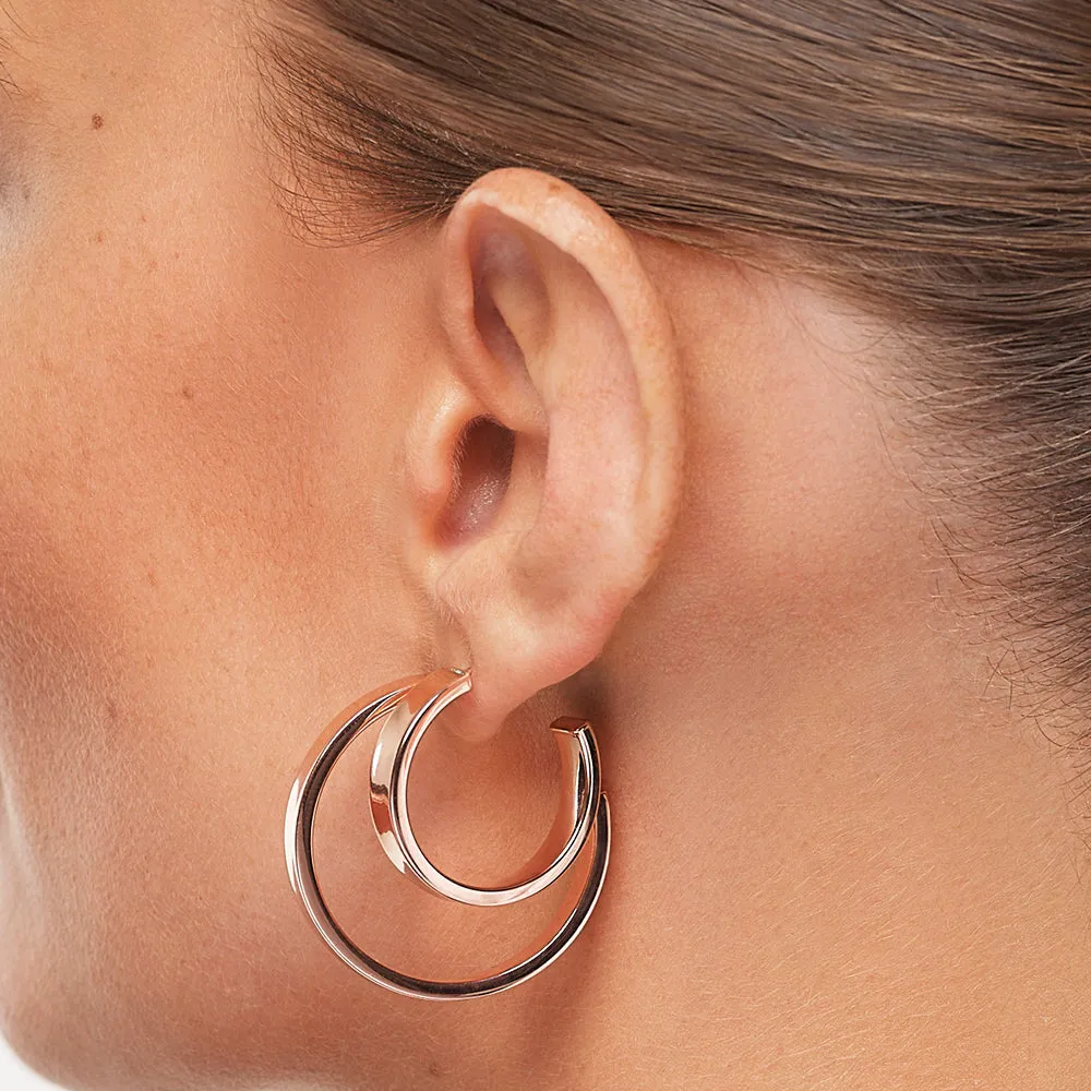 Midi Flat Hoop Earrings in Rose Gold