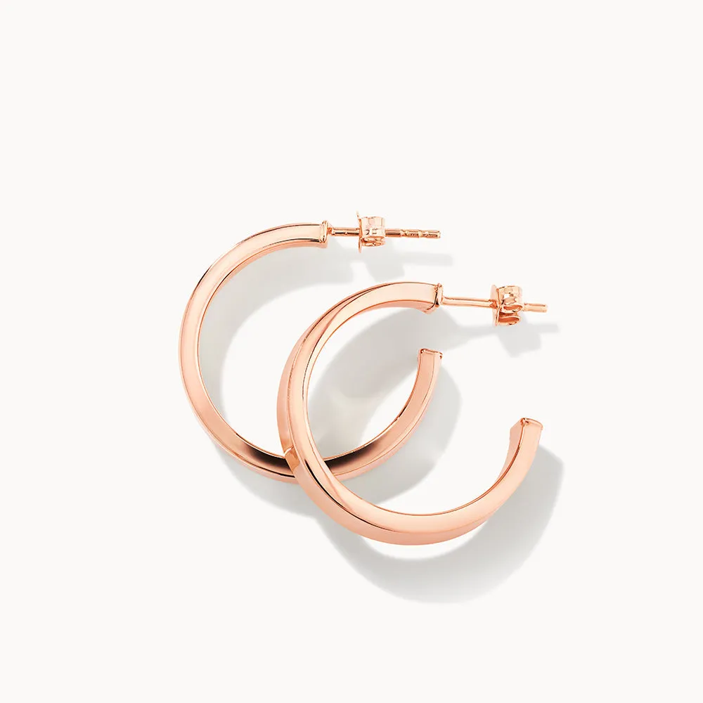 Midi Flat Hoop Earrings in Rose Gold