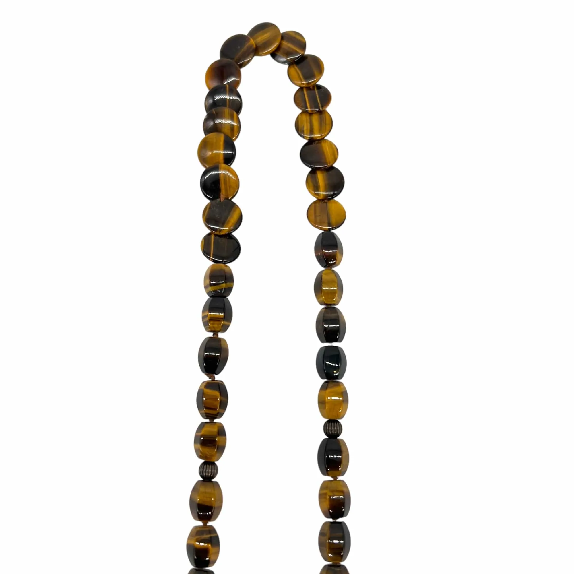 NECKLACE Tiger Eye & Amber Beaded with Handbag Pendant