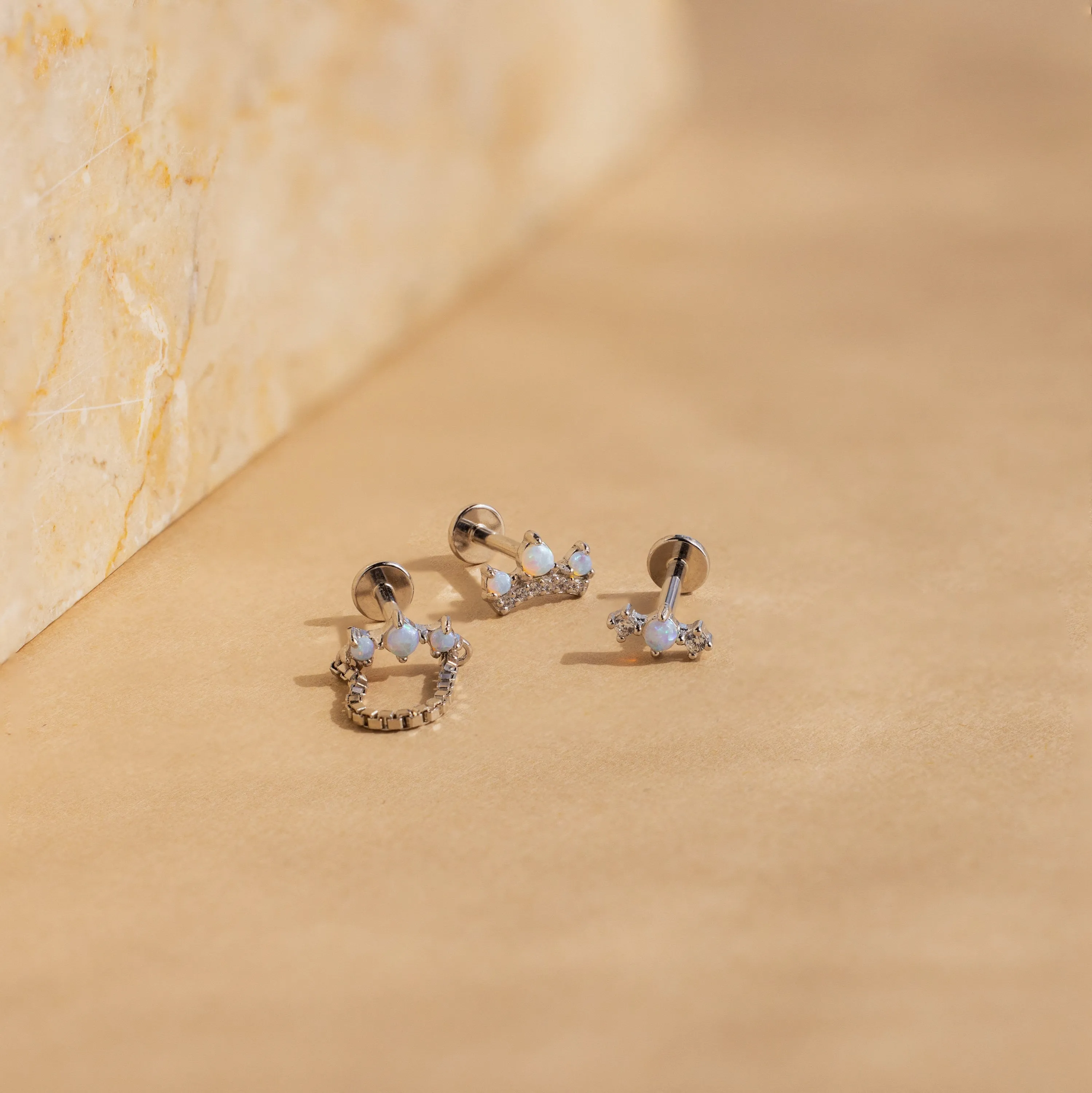 Opal Cartilage Studs Set