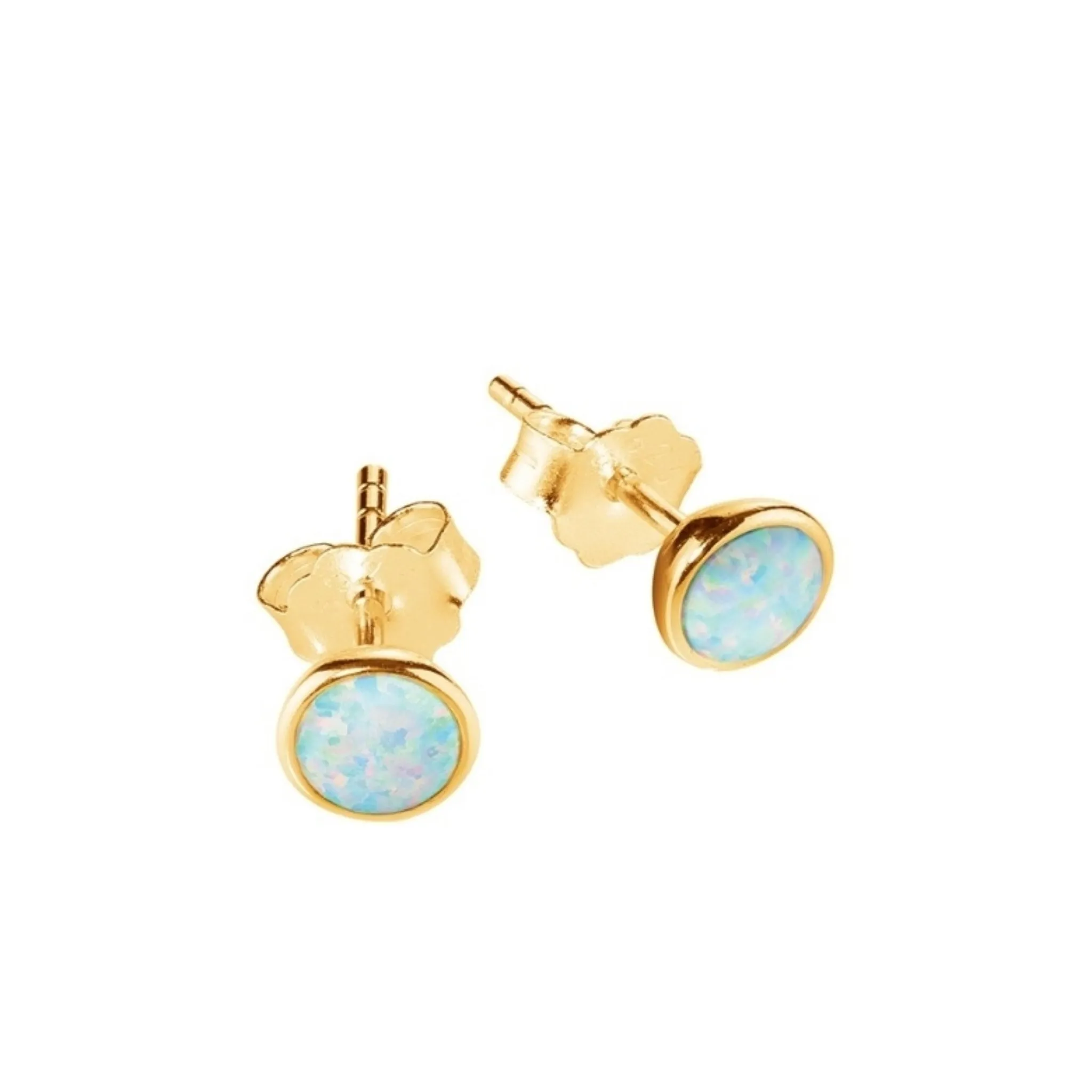 Opal look stud earrings White in Gold