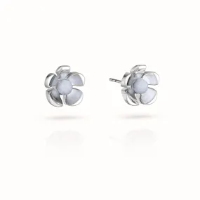 Orchid Garden Small Stud Earrings - Sterling Silver - Blue Agate