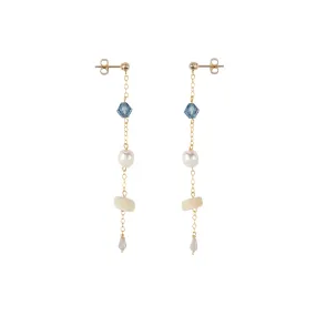 Origins Eclectic Drop Earrings - IVORY/BLUE/PEARL