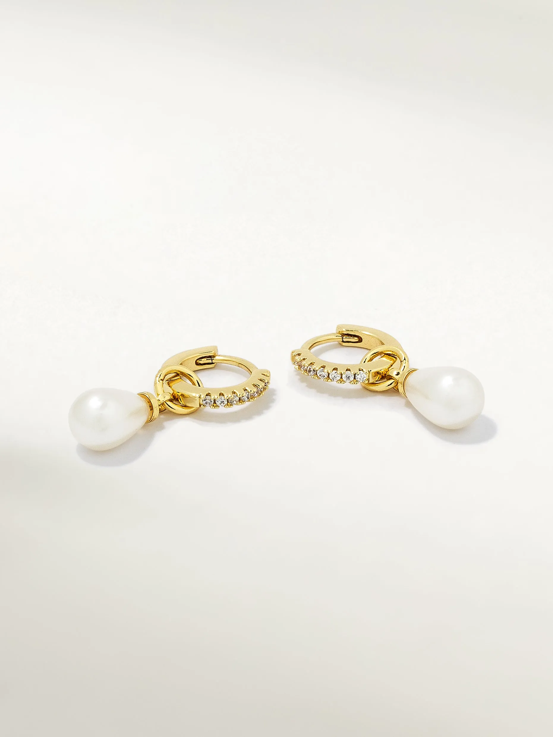 Pearl Drop Huggie Earrings