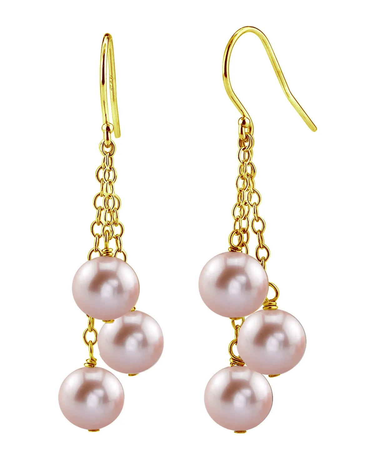 Pink Freshwater Pearl Cluster Earrings