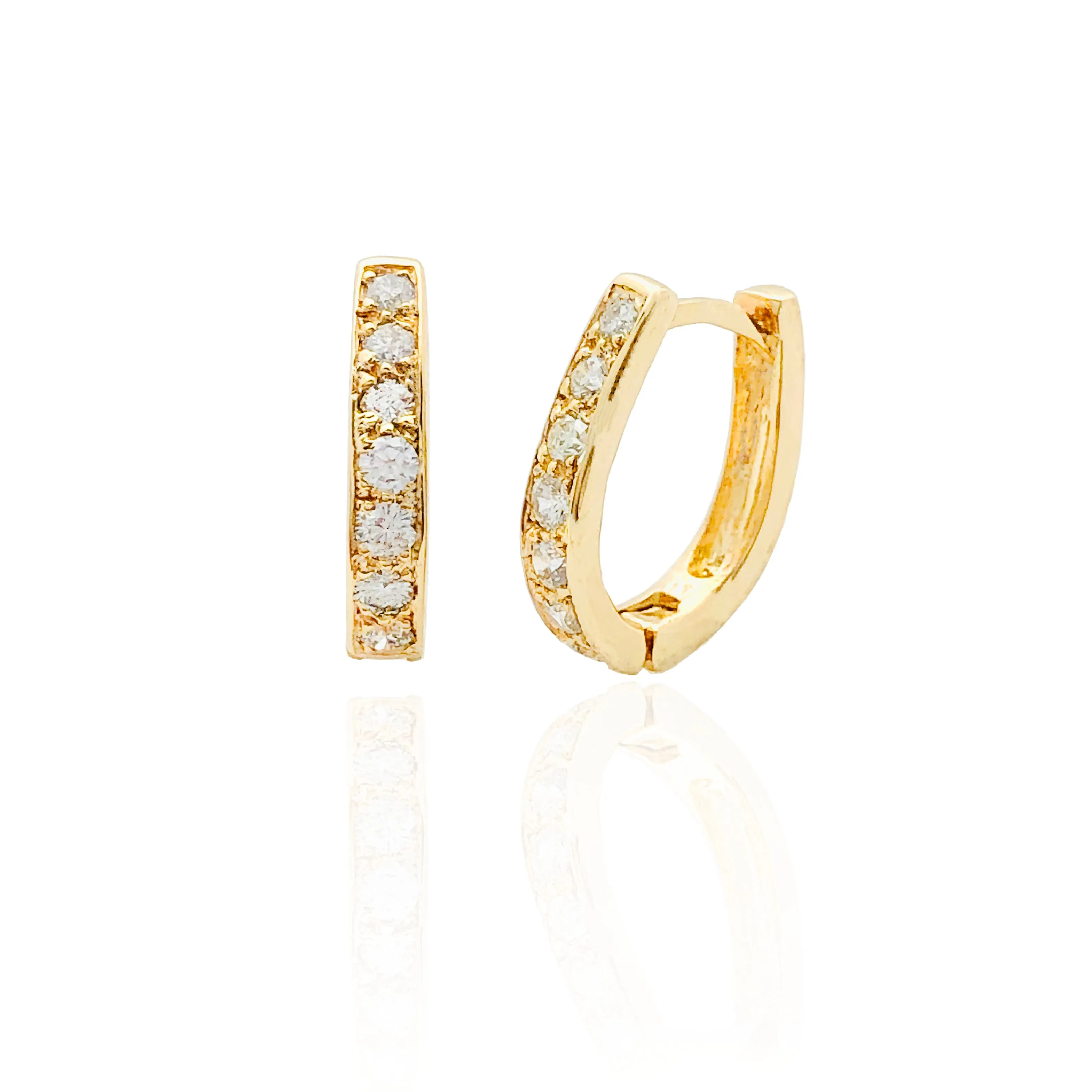 "U" Shaped Diamond Huggie Earrings (14K)