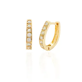 "U" Shaped Diamond Huggie Earrings (14K)